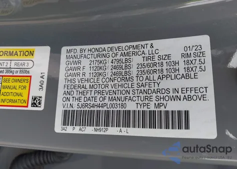 2023 Honda Cr-V Ex Awd z USA, uszkodzony, nr VIN 5J6RS4H44PL003180
